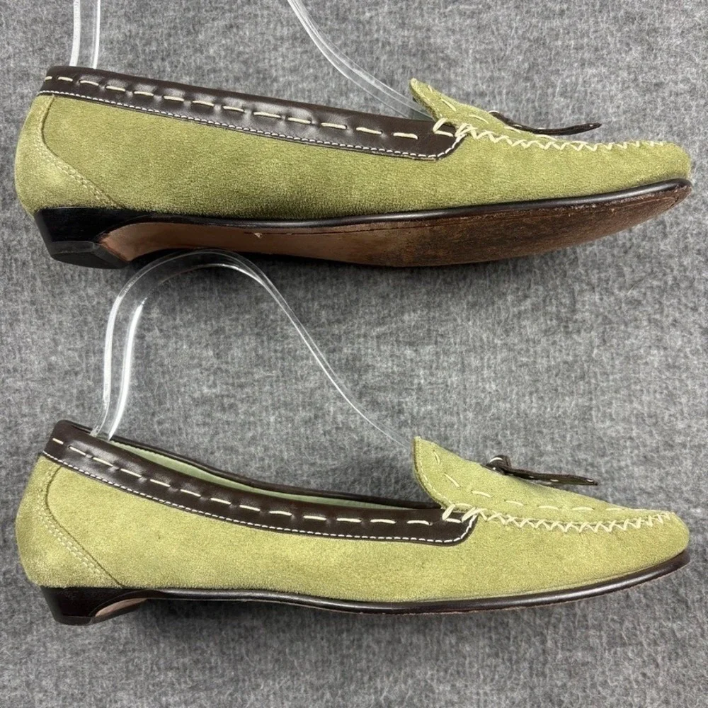 Cole Haan Olive Green Suede Leather Loafers Size 6B Women's Comfort Dress‎ Shoes